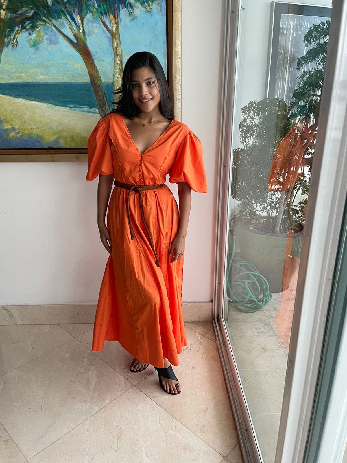 VESTIDO MANGA AGLOBADA NARANJA