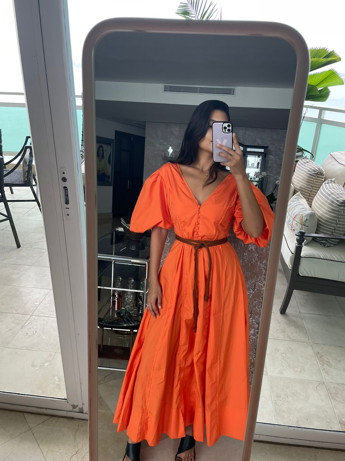 VESTIDO MANGA AGLOBADA NARANJA